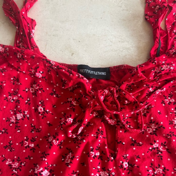 Red Floral Summer Dress - Picture 3 of 4